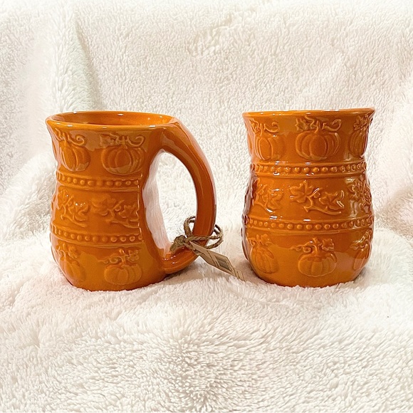 🆕NWT🍁☕️OPPORTUNITIES EMBOSSED PUMPKIN COZY MUGS SET☕️🍁 - Picture 7 of 10
